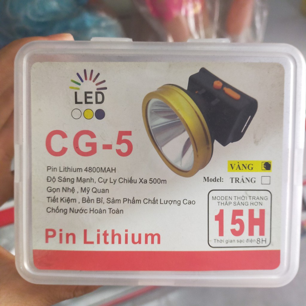Đèn pin đội đầu siêu sáng , ánh sáng vàng có thời gian sáng liên tục từ 5-10 tiếng