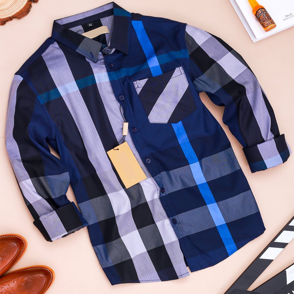 Áo Sơ Mi Tay Dài Nam Chất Liệu Cotton Spandex cổ bẻ kẻ sọc caro form rộng big size thấm hút mồ hôi tốt - T1954 | BigBuy360 - bigbuy360.vn