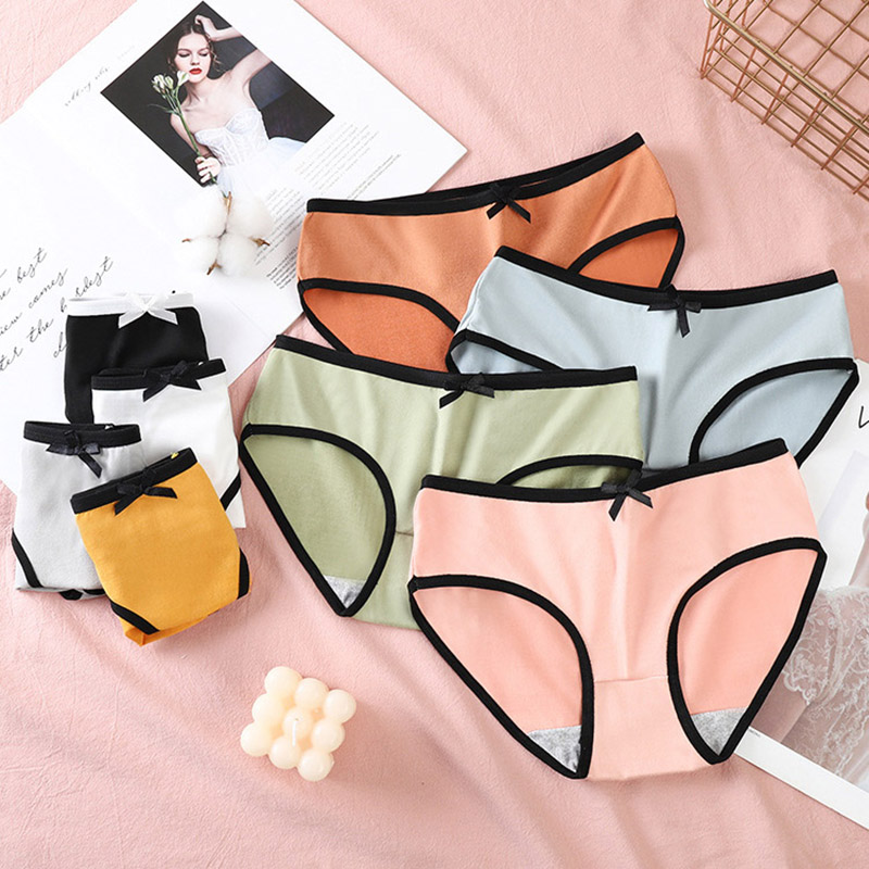 Quần Lót Cotton Không Đường May Đính Nơ Cho Nữ