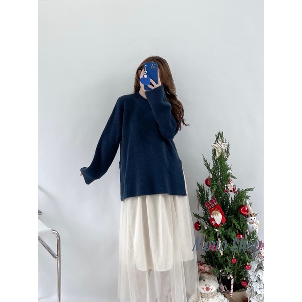 Áo len lông thỏ siêu mềm chất đẹp cổ tròn xẻ tà 2 bên Ảnh thật/ sẵn | BigBuy360 - bigbuy360.vn