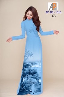 Vải áo dài phong cảnh mềm rũ