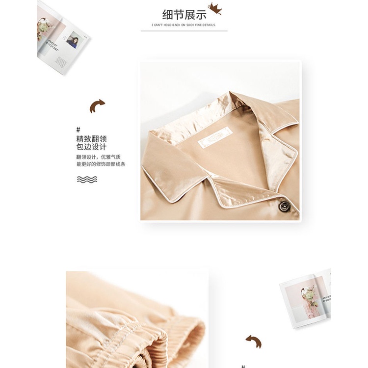 Bộ đồ ngủ tay dài chất lụa mỏng phong cách Hàn Quốc thời trang xuân hè cho nữ