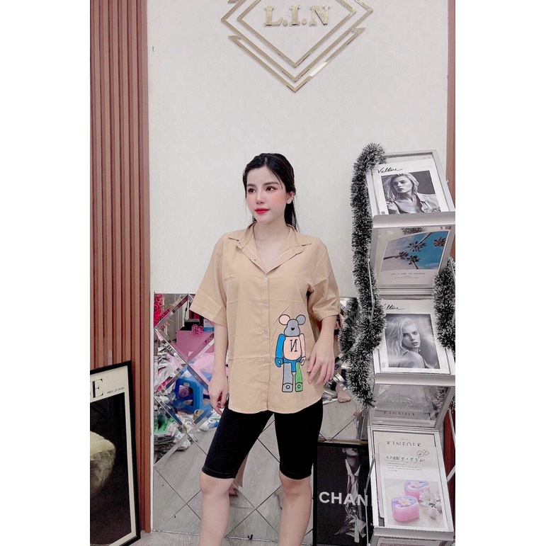 ( MIỄN PHÍ SHIP 2022) Set bộ sơ mi mặc ở nhà, đi chơi form rộng chất lụa mát, áo sơ mi tay ngắn cài nút