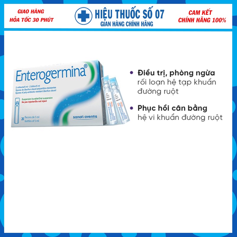 Men vi sinh Enterogermina Sanofi hộp 20 ống men vi sinh đường ruột