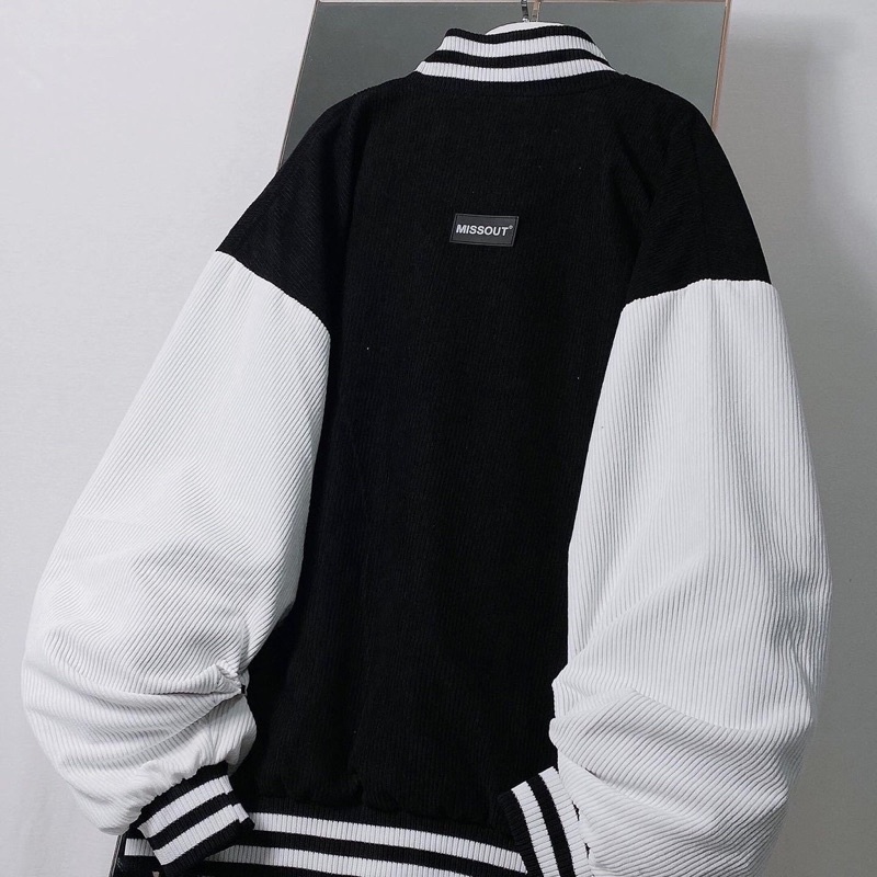 Áo Khoác Bomber MissOut Form Rộng Unisex Nhung Gân Lót Dù [Kèm ảnh thật]