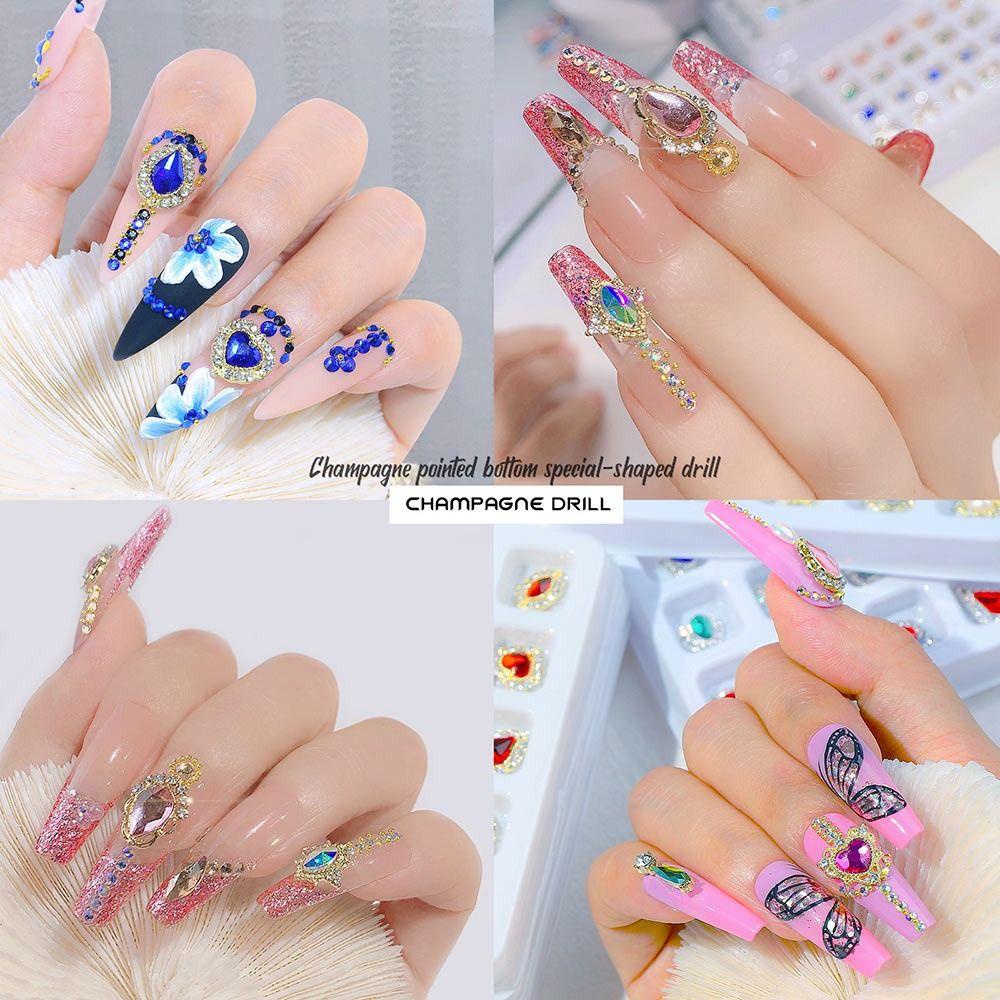 Bộ 20 Phụ Kiện Trang Trí Móng Tay Thiết Kế Bất Đối Xứng Độc Đáo