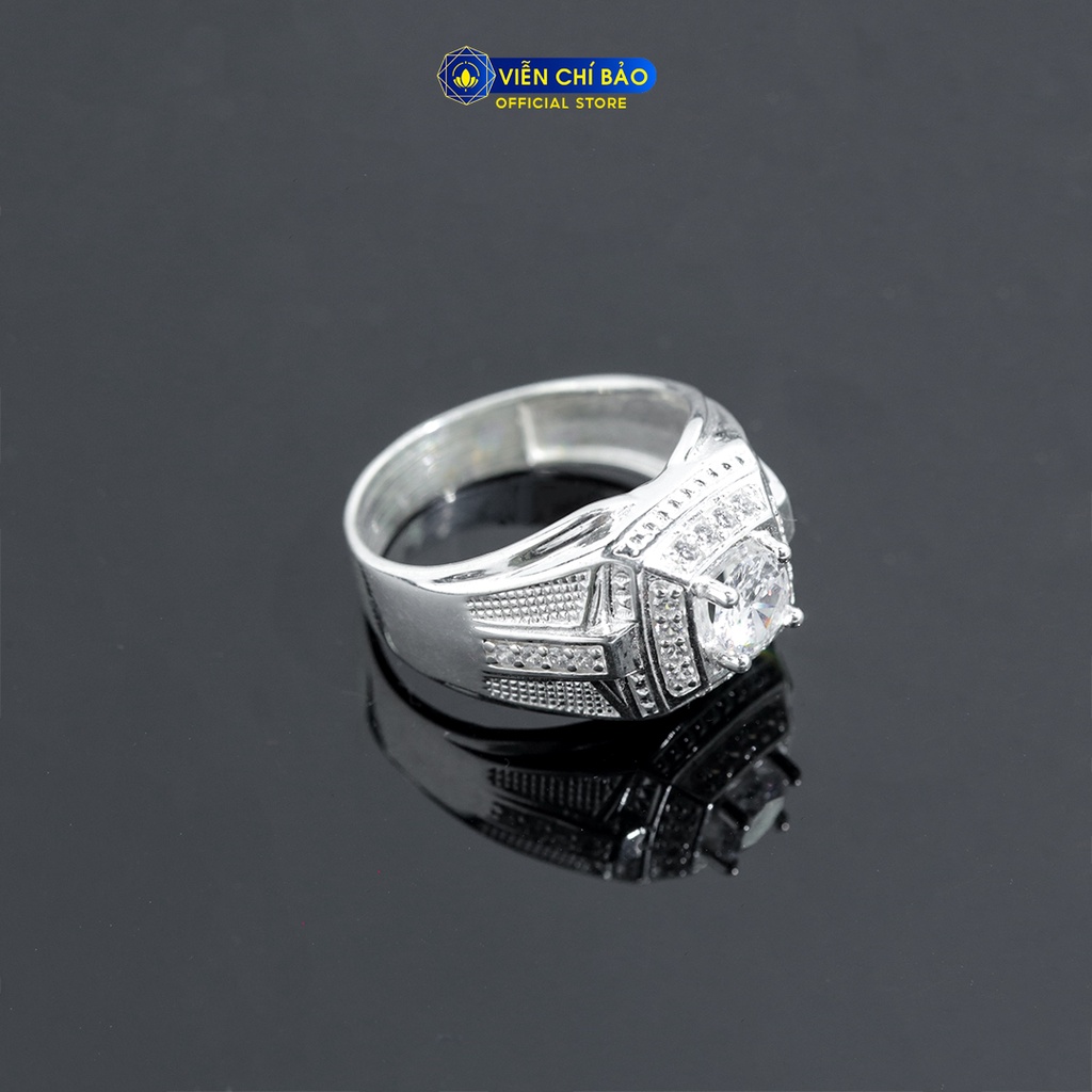 Nhẫn bạc nam đá tròn một hàng đá chất liệu bạc 925 thời trang phụ kiện trang sức Viễn Chí Bảo N300008