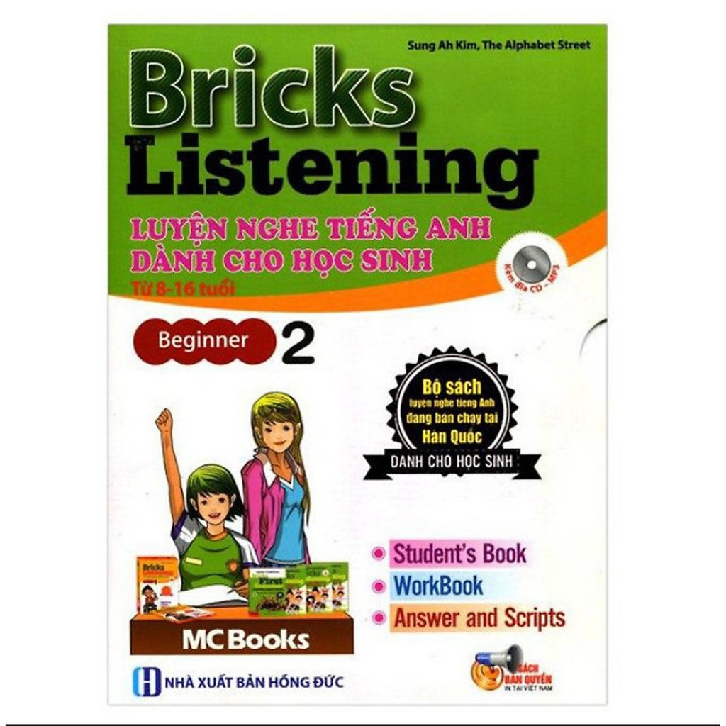 Sách - Bricks Listening Beginnner - Luyện Nghe Tiếng Anh Dành Cho Học Sinh Từ 8-16 Tuổi - Beginner 2