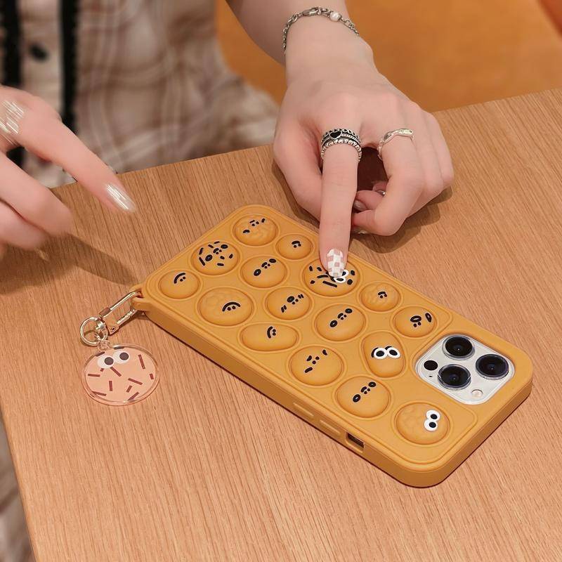 Pop It Push Bubble Casing Funny Biscuits Emoji  iphone 12 12 Pro Max 11 XS Max XR 7 8 Plus Silicone Soft Phone Cover