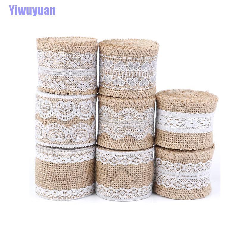 Cuộn ruy băng dài 2m viền ren trắng xinh xắn