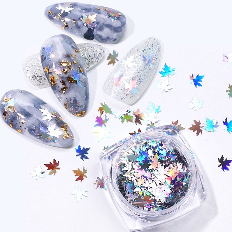 Sequin kim tuyến lá phong-phụ kiện nail móng