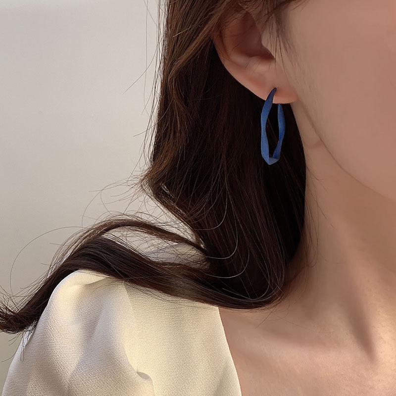 Bông Tai Mạ Bạc 925 Dạng Vòng Phong Cách retro Hàn Quốc