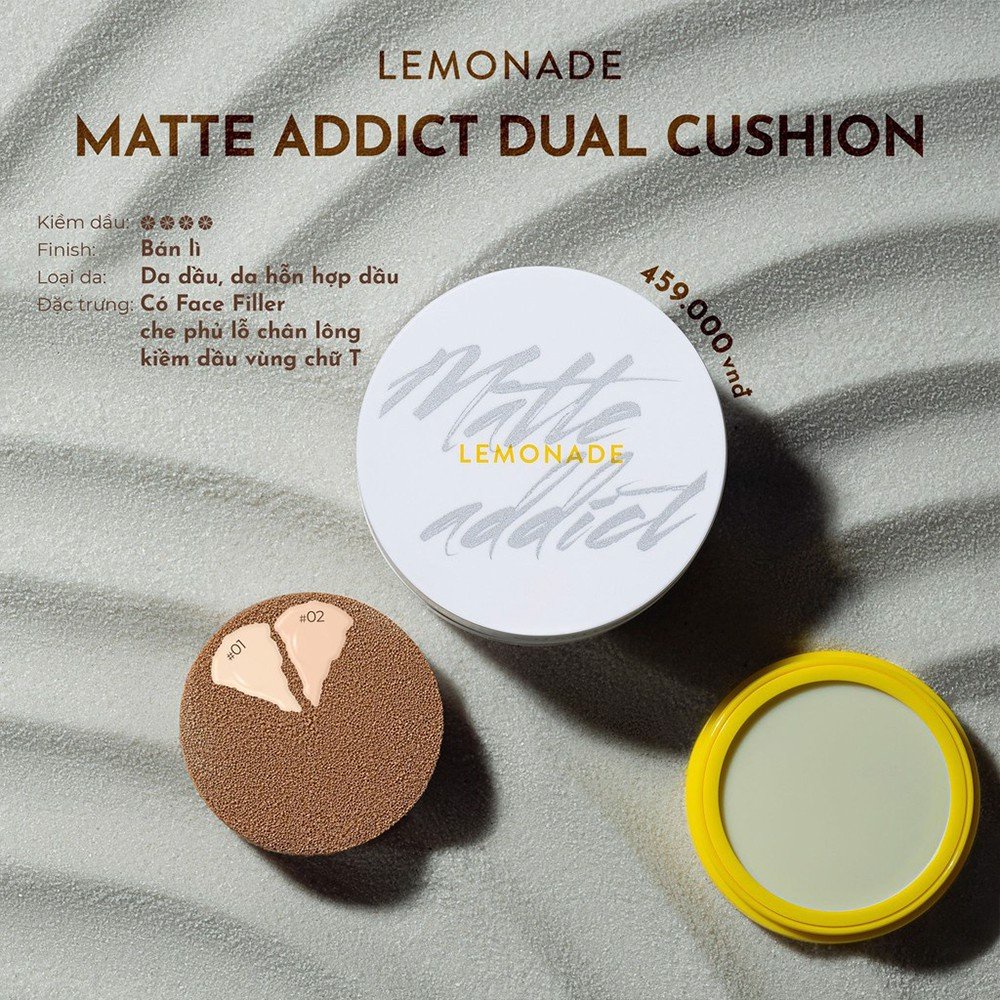 Phấn nước kiềm dầu Lemonade Matte Addict Dual Cushion 16g