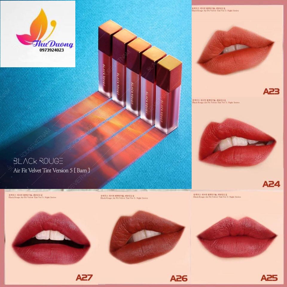 Son Kem Lì Black Rouge Air Fit Velvet Tint Ver5 màu A23, A24, A25, A26,A27