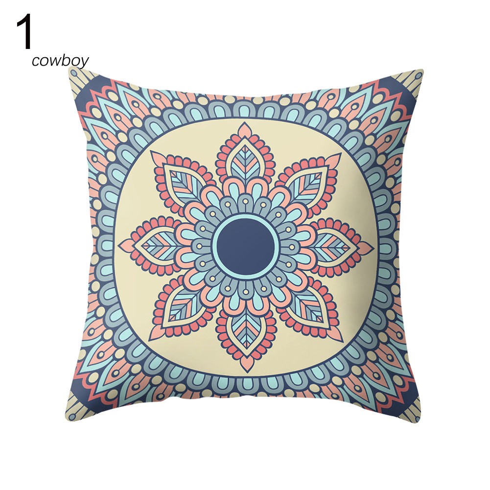 Vỏ Gối 45cm X 45cm Họa Tiết Hoa Mandala Độc Đáo Dùng Để Trang Trí