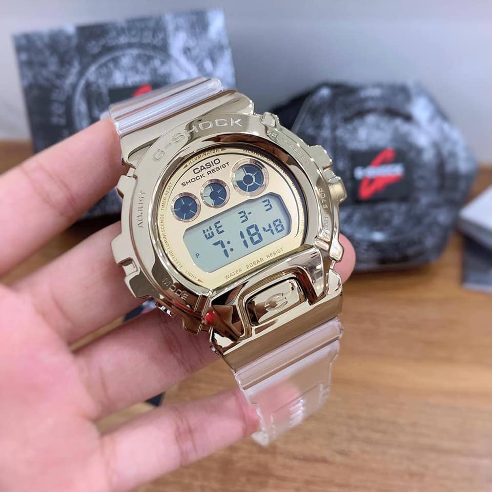 Đồng hồ nam casio G-Shock GM-6900SG-9DR mạ vàng sáng bóng mặt kính chống sốc bền chắc chắn chống nước 200m BH 12 tháng