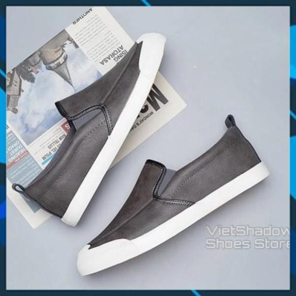 Xả Mới - Slip on nam LEYO - Giày lười da nam - Da PU 2 màu đen full và xám - Mã SP A1182 AL6 2021 ☭ ! ' ! '