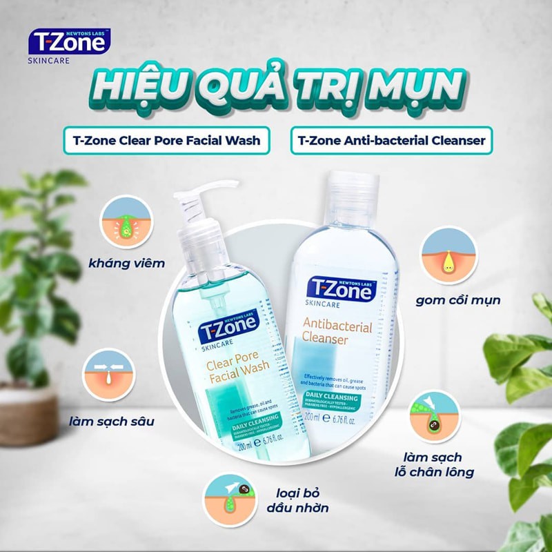 Sữa Rửa Mặt Tràm Trà T-Zone Clear Pore Facial Wash Gel 200ml