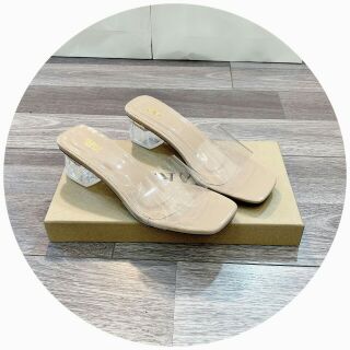 Dép cao gót quai trong đế 3cm