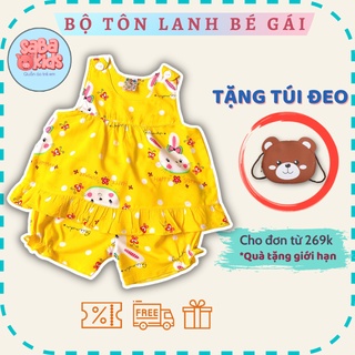 Đồ Bộ Tole Cho Bé Gái SABAKIDS Chất Lanh Cánh Tiên Gài Nút Mát Mẻ Siêu Xinh Mặc Hè Cho Bé