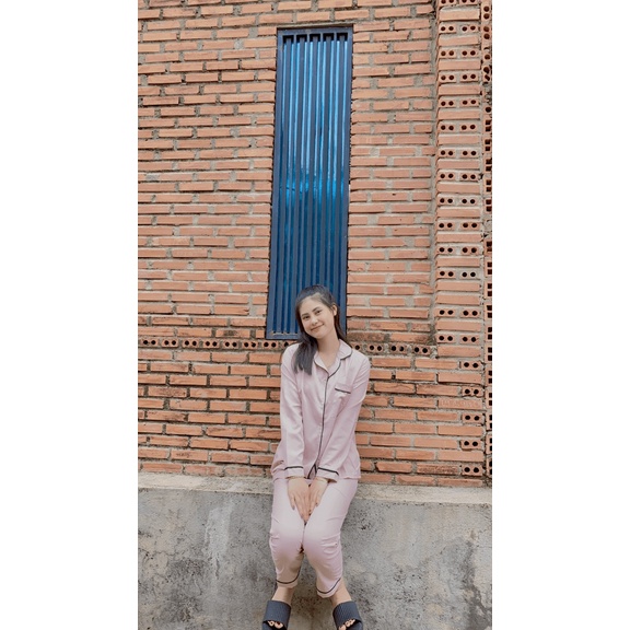 Đồ Bộ Nữ Tay Dài Mặc Nhà Pijama Chất Phi Lụa Không Nhăn Siêu Mịn - Ngọc Hân Fashion  - ĐĂNG QUANG FASHION