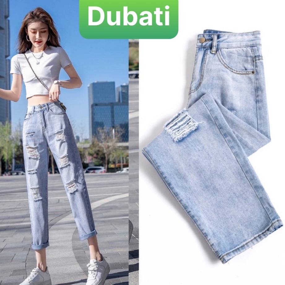 QUẦN JEAN NỮ CHẤT BÒ XANH SANG CHẢNH RÁCH KIỂU LƯNG CAO NÂNG MÔNG SÀNH ĐIỆU HOT 2022- DB 3081-DUBATI FASHION