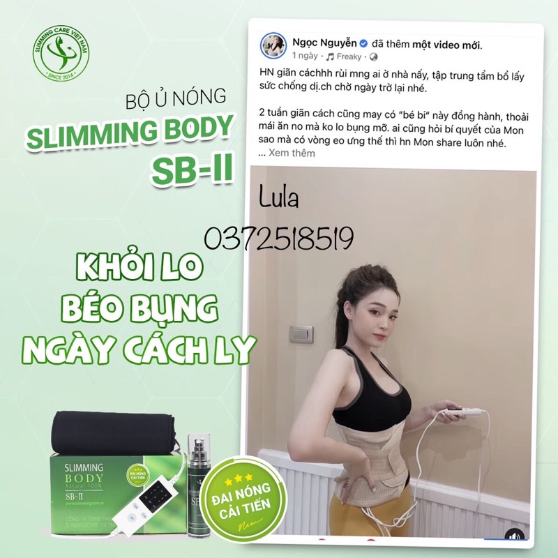 Bộ ủ nóng slimming Body SB2 tan mỡ giảm eo bắp chân tay an toàn sau sinh, không nóng rát