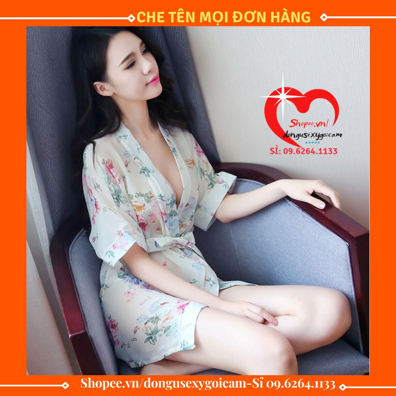 Đầm Ngủ Gợi Cảm |Váy Ngủ Sexy | Áo Choàng Ngủ |Kimono Chiffon Voan Hoa Mềm Mại Free Size Dưới 60Kg