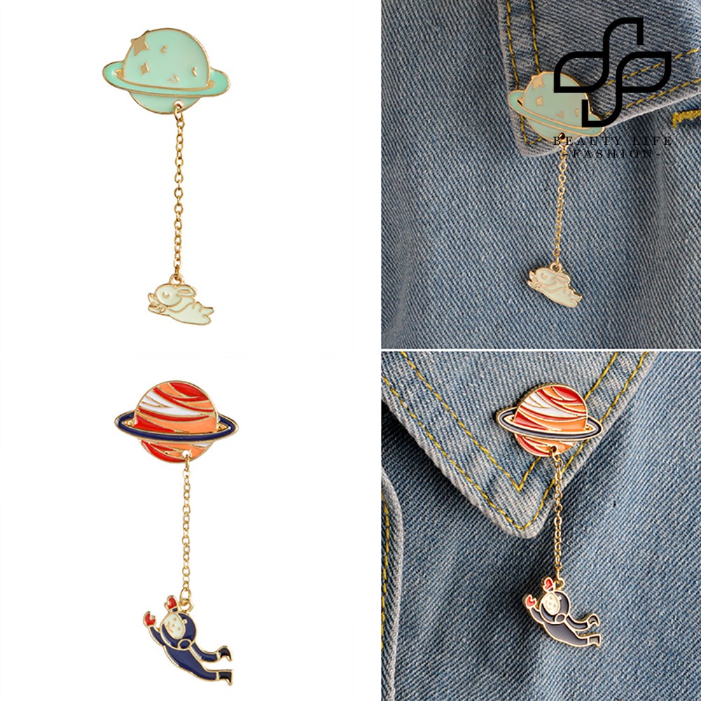 Ghim cài áo hình hành tinh phi hành gia unisex thời trang