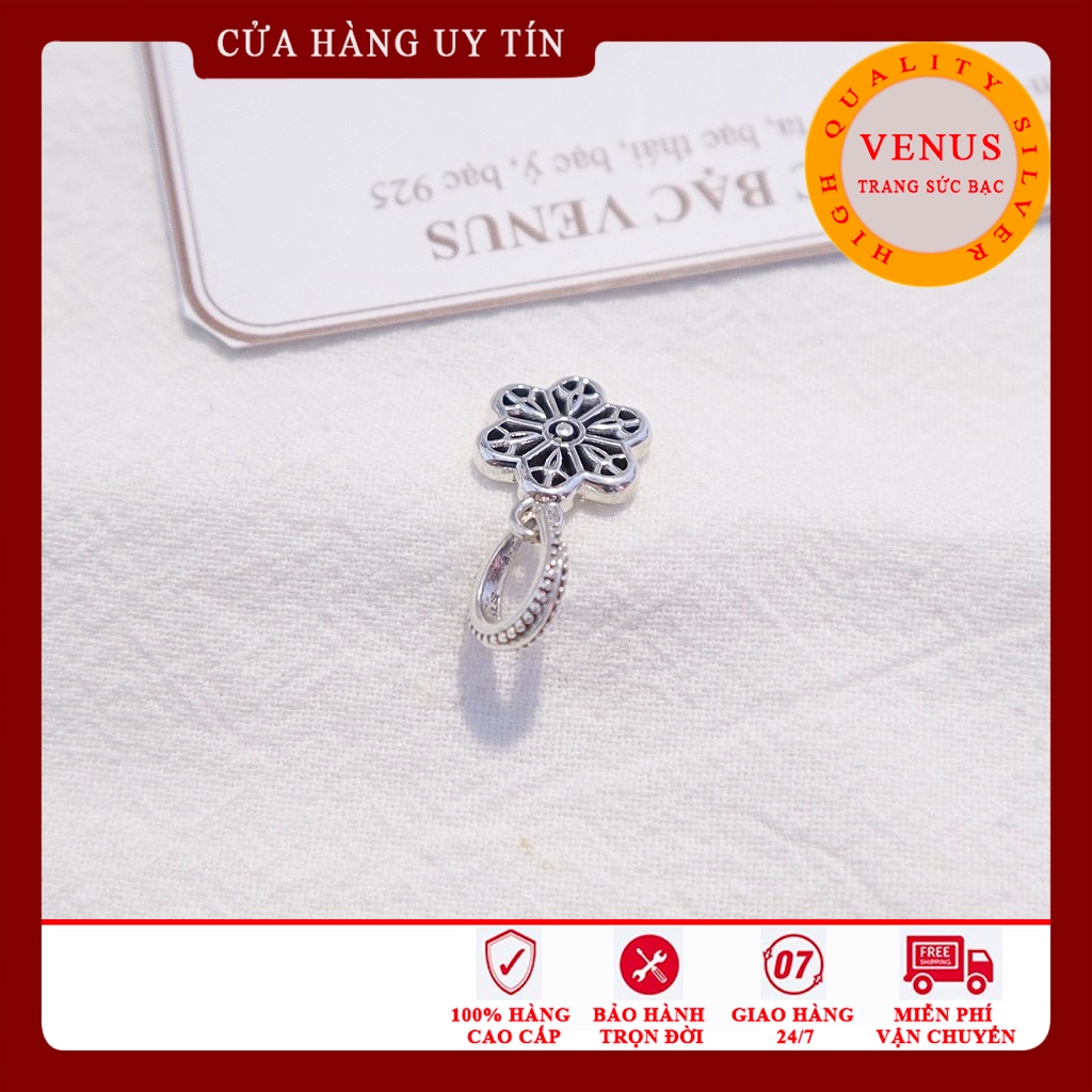 Charm treo bạc 925 hình bông hoa 6 cánh- Trang sức bạc Venus