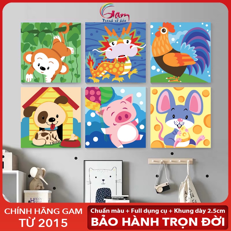 Tranh tô màu theo số cho bé tập tô con vật dễ thương size mini cho Bé từ 6 tuổi