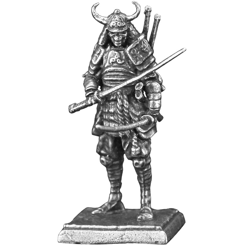 Mô Hình Đầu Lâu Người Lính Samurai Cổ Đại Bằng Kim Loại Để Bàn Trang Trí