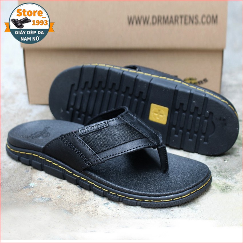 Dép Nam Đẹp Dr Martens ThaiLand Full Hộp, Dép Da Bò Nam Quai Kẹp Đế Cao Doctor Bền Êm 65Dr7