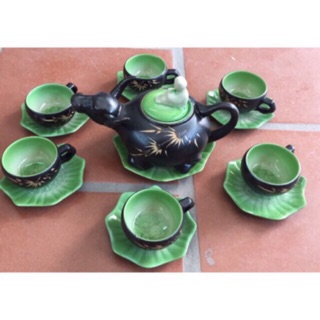 Bộ ấm chén trâu men thủy tinh