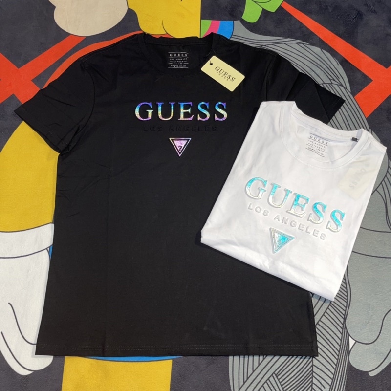 Áo Thun Tay Ngắn In Chữ GUESS Dạ Quang Thời Trang Xuân Hè Mới Cho Nam Và Nữ