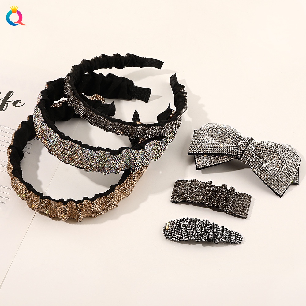 Cài tóc đính đá lấp lánh phong cách retro thời trang Hàn Quốc