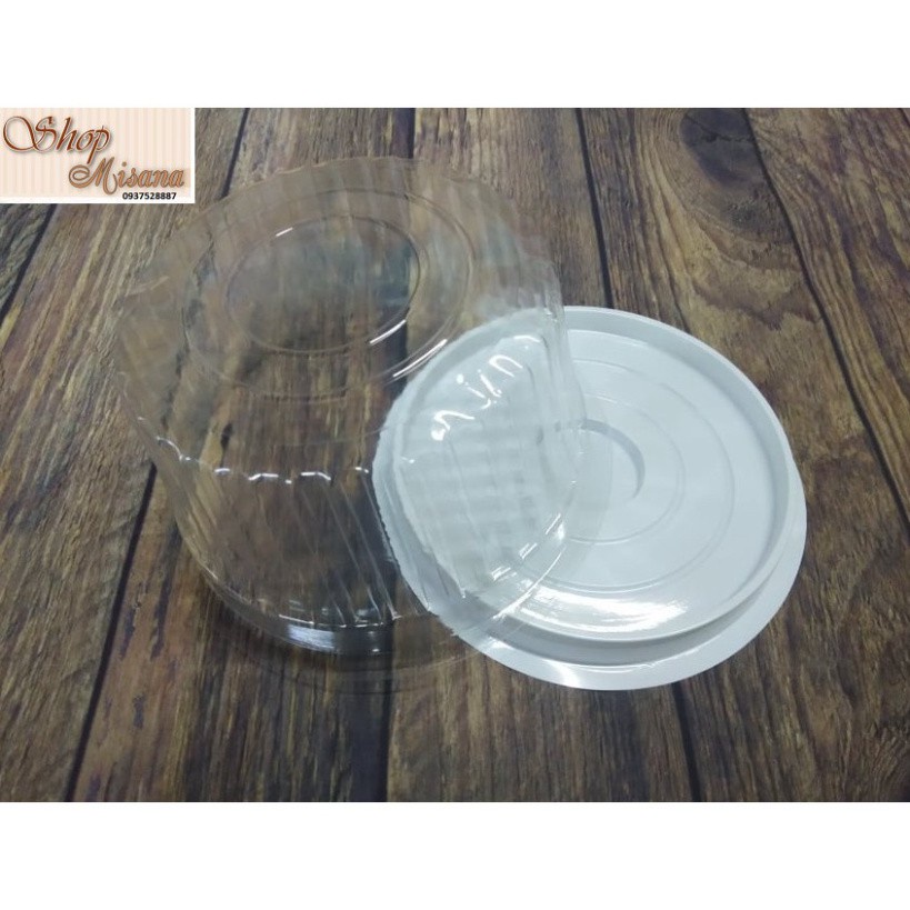 Combo 20 hộp nhựa tròn đựng bánh bông lan trứng muối H24; kích thước trong 14cm cao 8cm