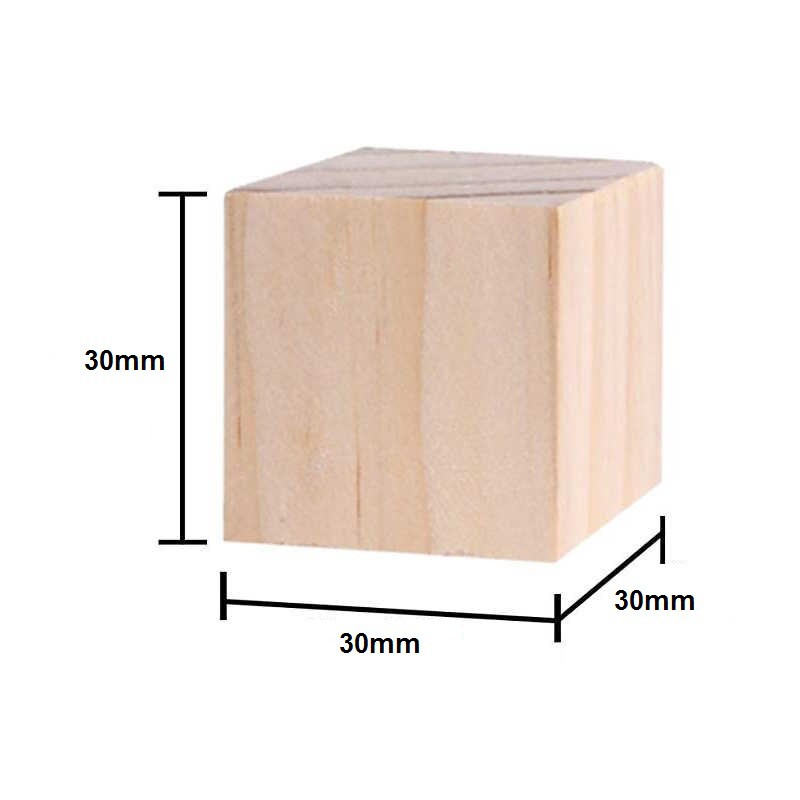 Bộ 10 khối gỗ vuông, viên gỗ lập phương 30x30x30mm làm đồ chơi xếp hình, trang trí, thủ công