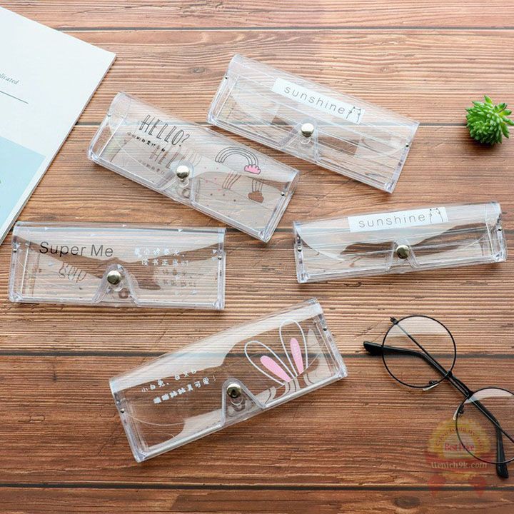 Hộp Đựng Mắt Kính Trong Suốt Họa Tiết Hoạt Hình Dễ Thương Khung Nhựa Cứng
