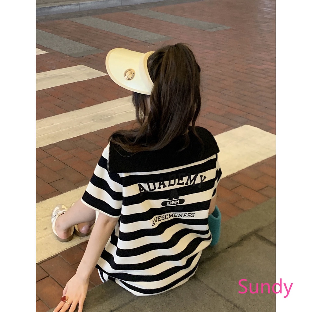 Đầm Kẻ Sọc Thời Trang Mùa Hè Hàn Quốc Cổ Điển Kích Cỡ Lớn Cho Nữ