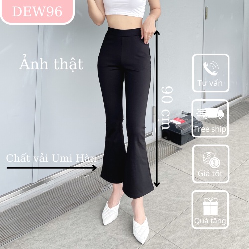 Quần ống loe cạp cao có túi vải umi co dãn quần legging lưng cao ống xoè đuôi cá tôn dáng dễ phối đồ