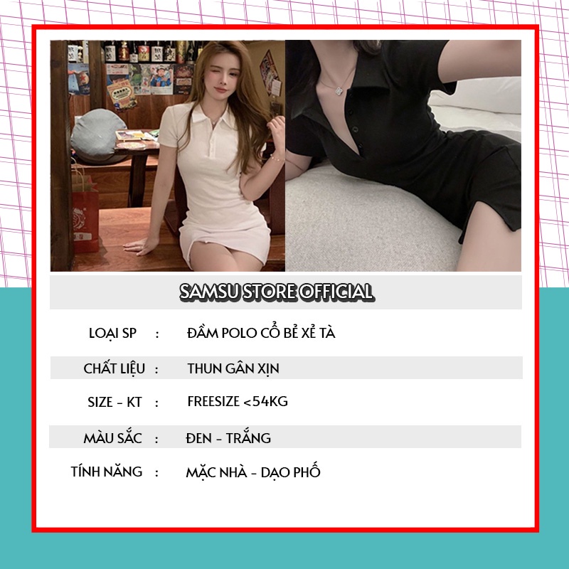 Váy Body Cổ Bẻ Xẻ Trước Entyty Chất Thun Gân Tăm | BigBuy360 - bigbuy360.vn