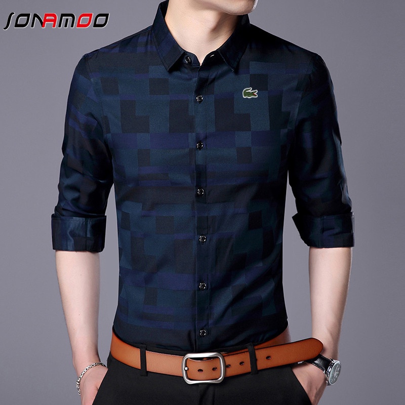 Áo sơ mi nam tay dài phong cách Hàn Quốc 2 màu sắc lựa chọn