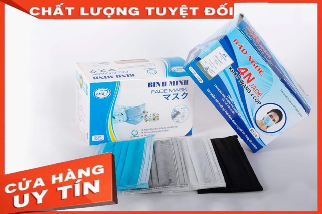 [Chính Hãng] KHẨU TRANG Y TẾ BẢO NGỌC 💋 FREE SHIP💋   4 Lớp ( siêu dày) - 50 chiếc/hộp, Ngăn Ngừa Vi Khuẩn và Khói Bụi