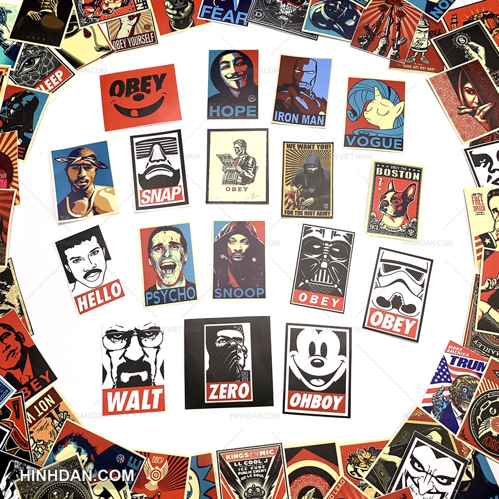 Obey sticker siêu chống nước dán nón bảo hiểm, dán xe, dán laptop, dán đàn guitar...