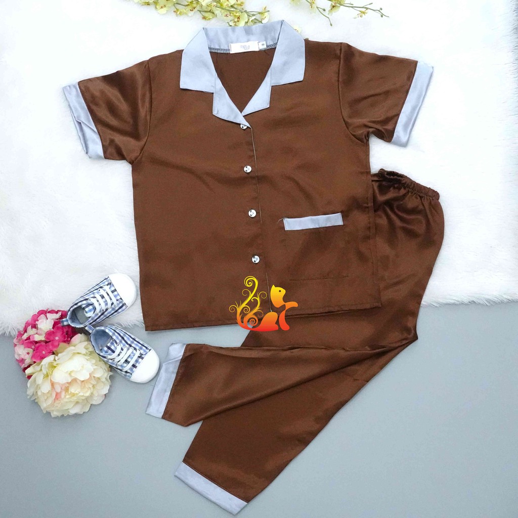 Đồ Bộ Mặc Nhà Pijama Phi Lụa Phối Quần Dài Cho Bé .Từ 12kg - 40kg (Phần 2).