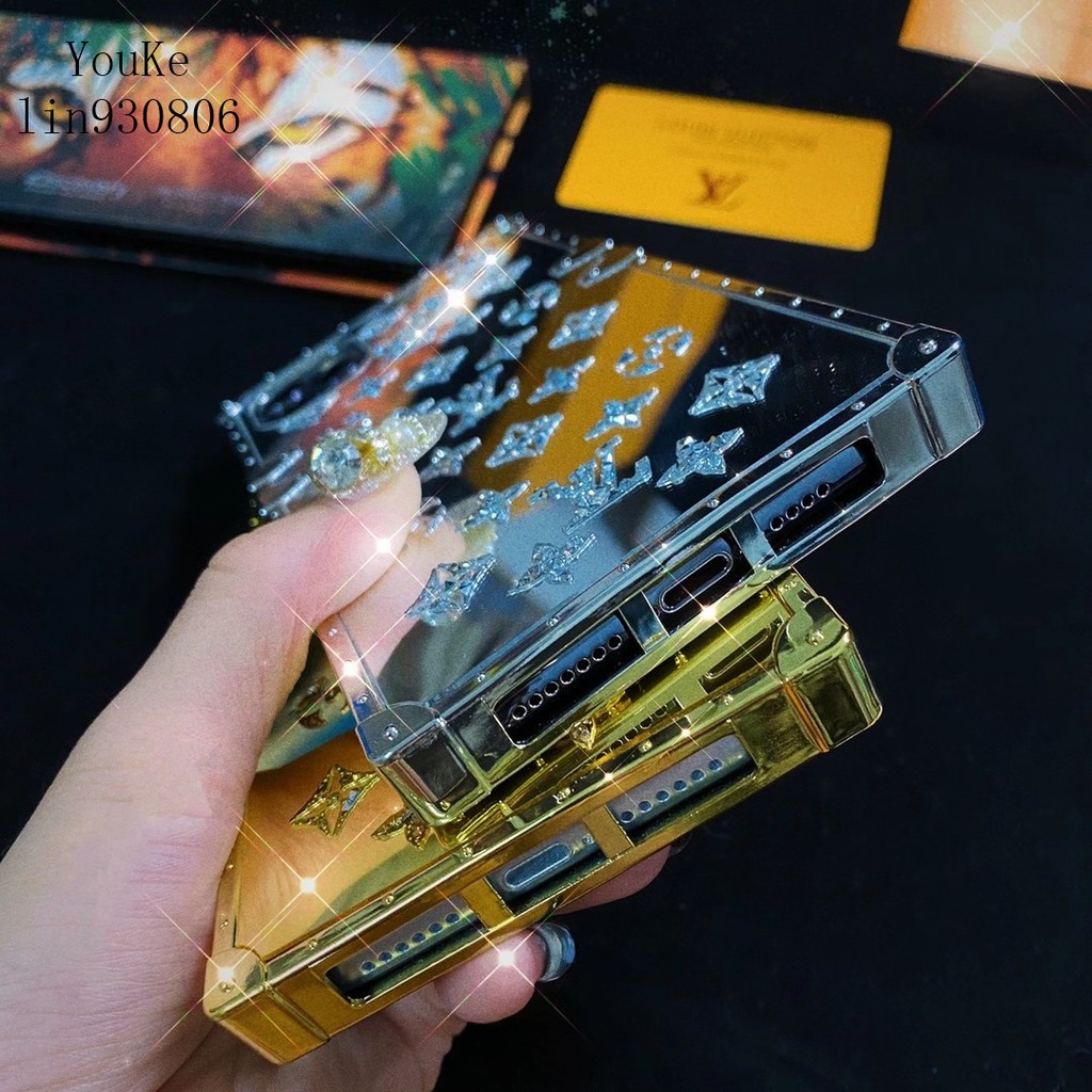Ốp Điện Thoại Hình Vuông Họa Tiết Lv Gắn Gương Phối Vân Kim Cương Cho Iphone 12mini Xr Se2 11 12pro Max | BigBuy360 - bigbuy360.vn
