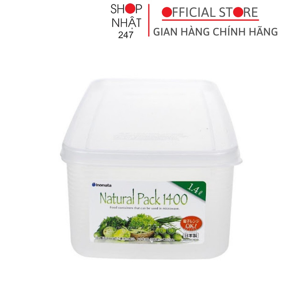 Hộp đựng thực phẩm chữ nhật Inomata 1400ml nội địa Nhật Bản