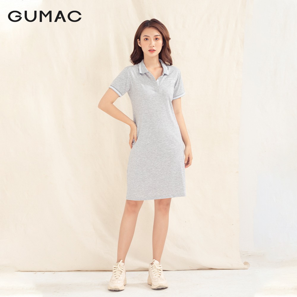 Đầm polo nữ thêu positive GUMAC dáng basic nhiều màu DA1007 | BigBuy360 - bigbuy360.vn