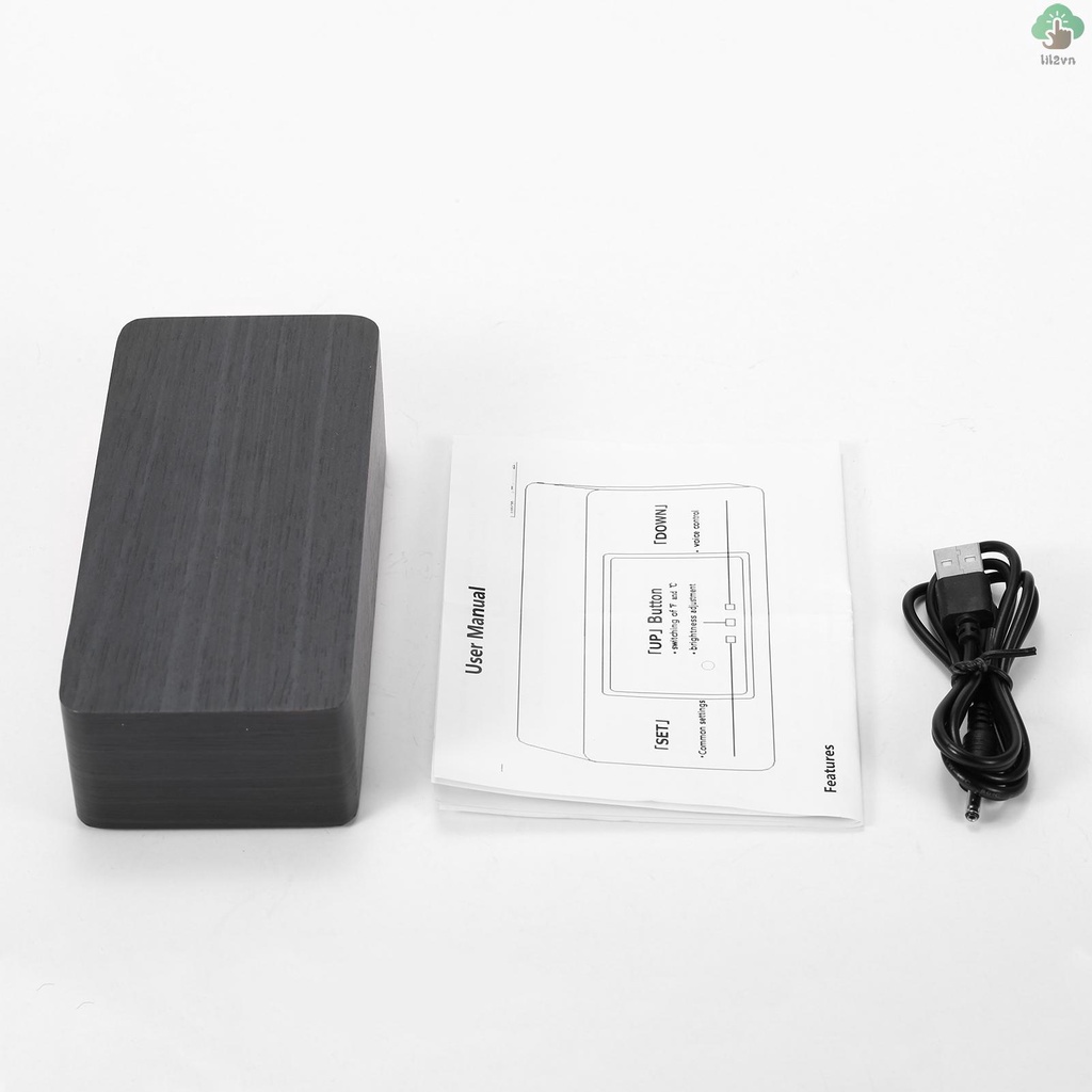 Đồng Hồ Báo Thức Để Bàn Bằng Gỗ Có Thể Điều Chỉnh Nhiệt Độ Và Độ Ẩm 3 Độ Sáng Điều Chỉnh Giọng Nói Dùng Trong Nhà Kính / Sân Vườn